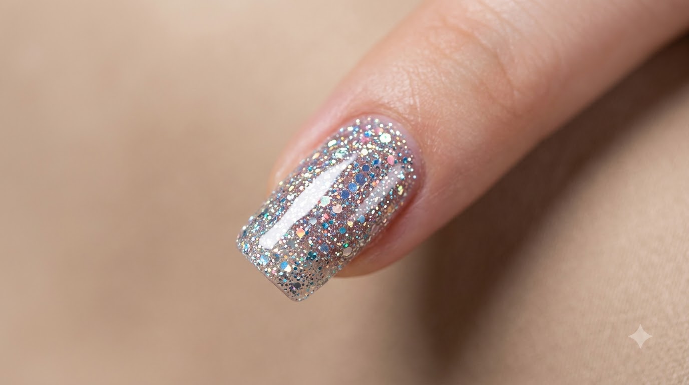 Ombré in gel solido blu e verde e unghia accent glitterata Tutorial passo dopo passo