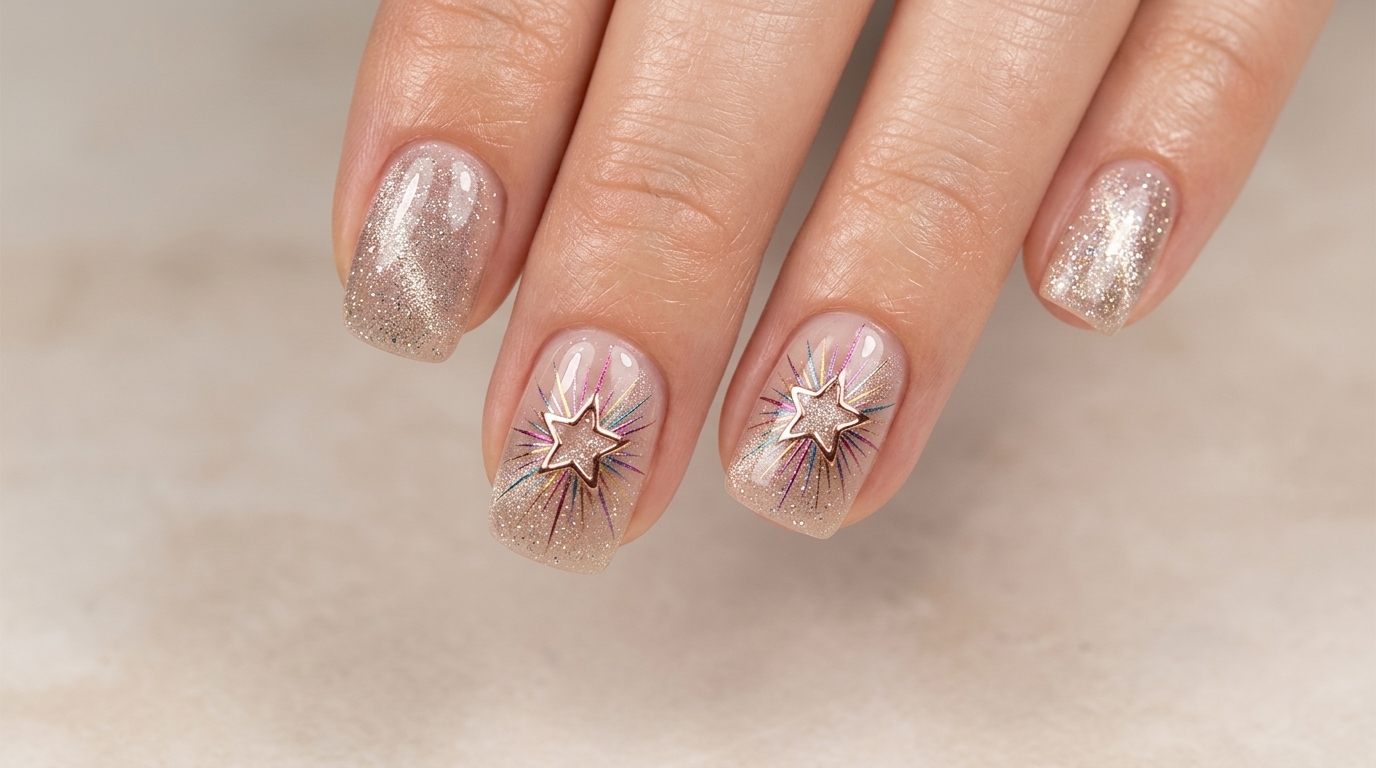Unghie in Gel con Stelle Arcobaleno Cavi — Tutorial Passo dopo Passo
