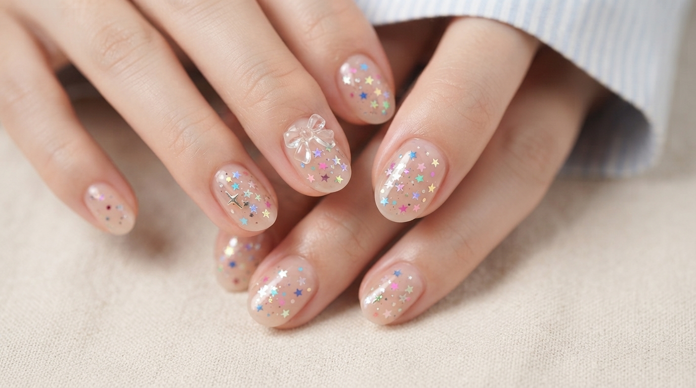 Applicazione di unghie con glitter stelle e coriandoli: tutorial passo dopo passo
