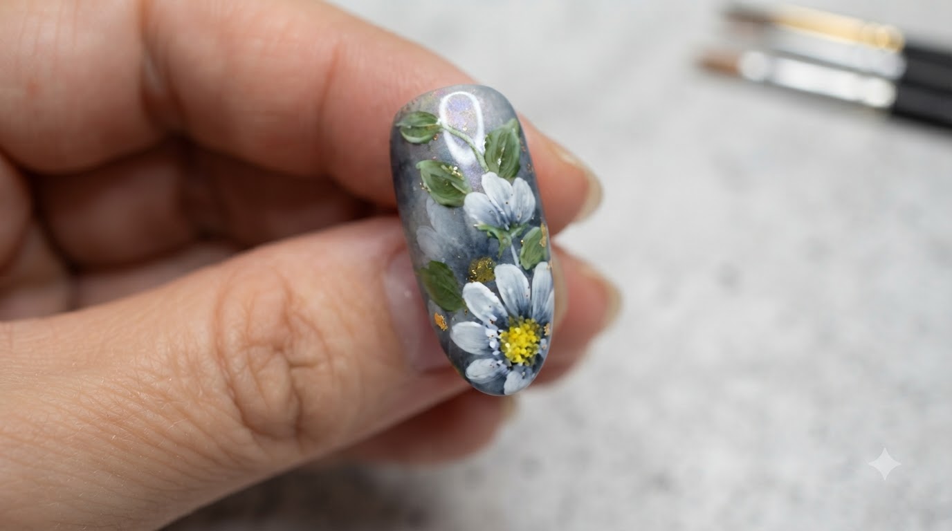 Unghie Gel con Margherite Stile Nordico Parte 2 — Tutorial Passo dopo Passo