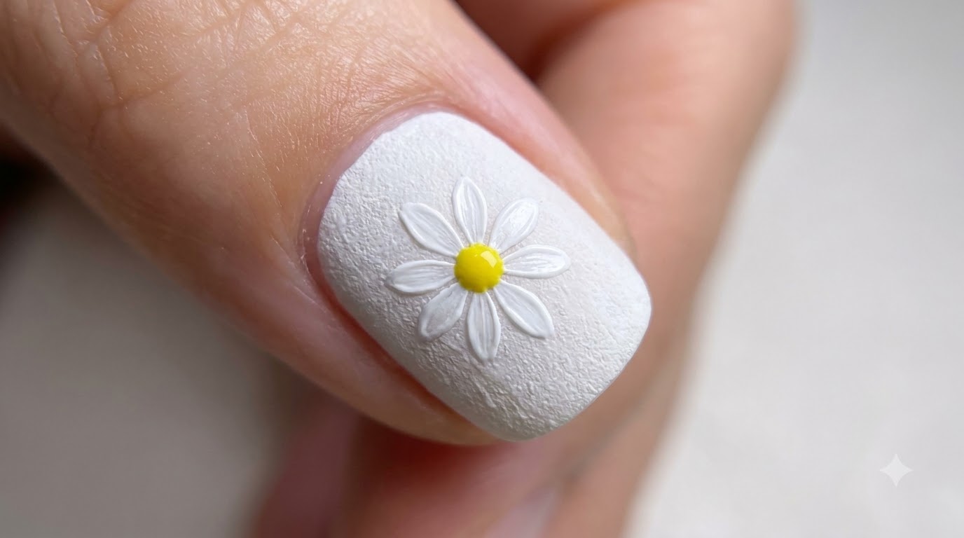 Nail Art con Margherita Bianca in Rilievo — Tutorial Step-by-Step per Principianti