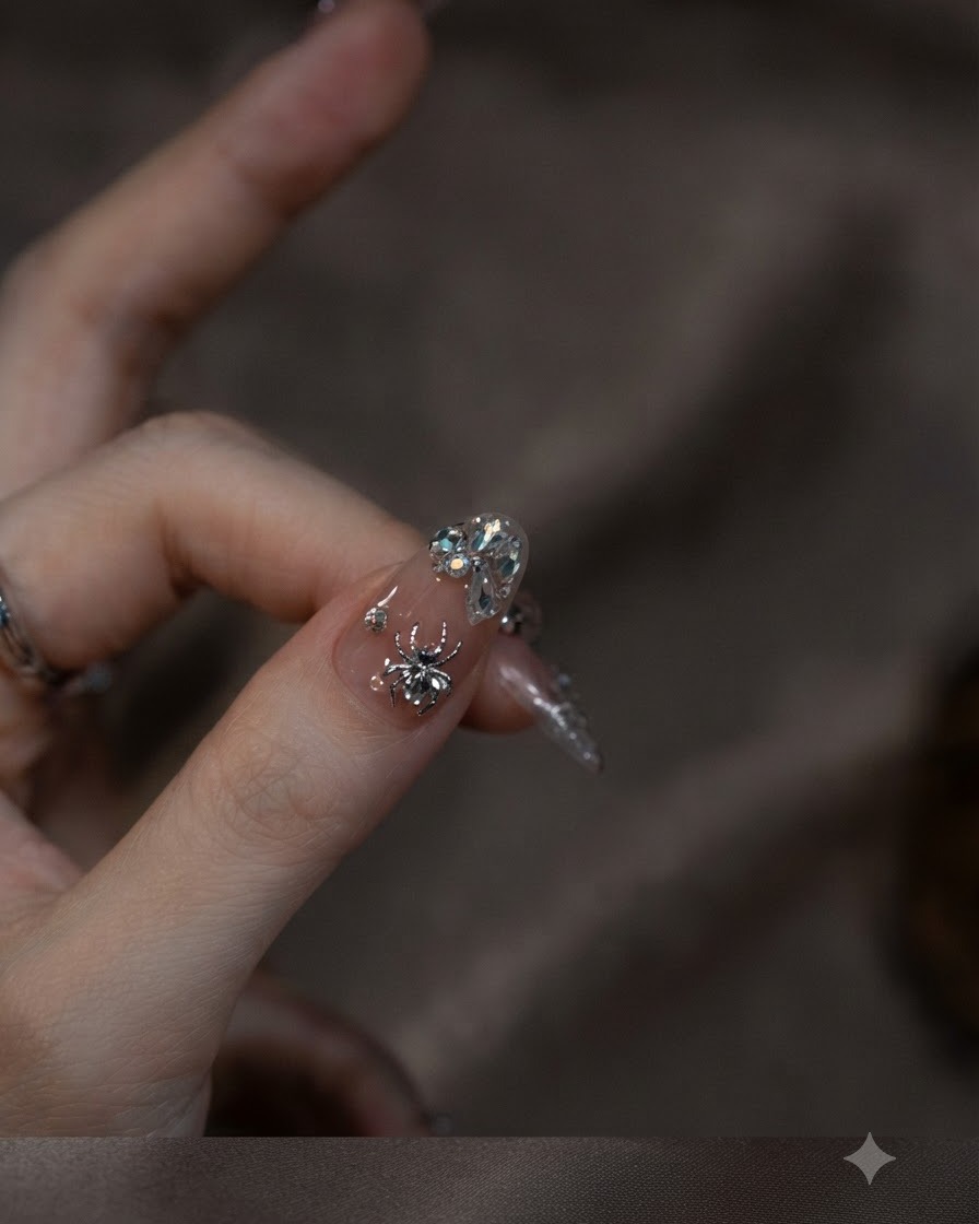 Dita che si muovono sottilmente sotto lilluminazione dello studio per evidenziare la finitura lucida e impeccabile di una manicure in gel completata.