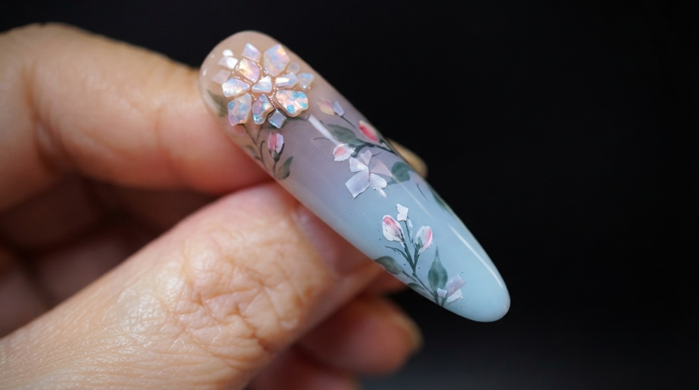 Nail Art con Fiori in Conchiglia e Sfumatura — Tutorial Passo dopo Passo
