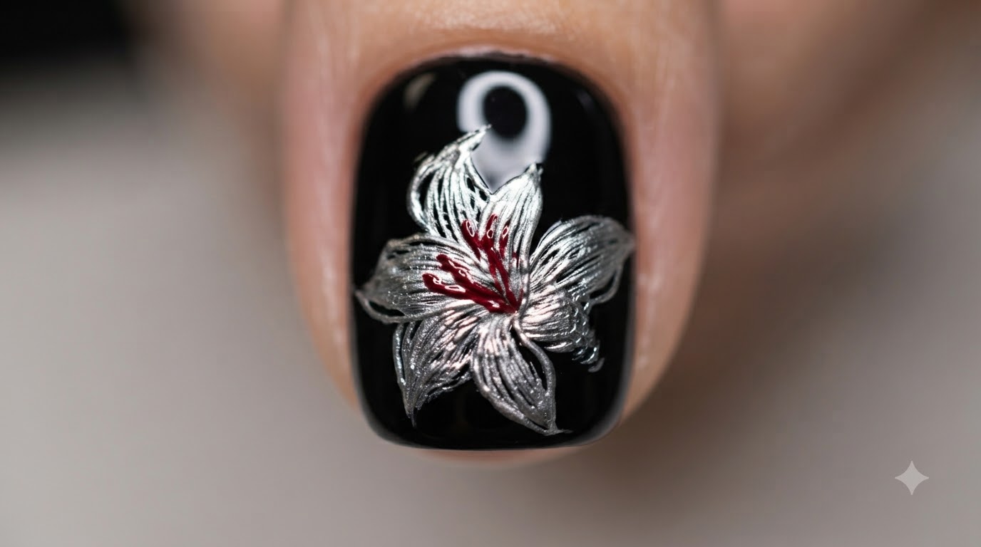 Nail Art Giglio Metallizzato — Tutorial Dettagliato Passo Dopo Passo